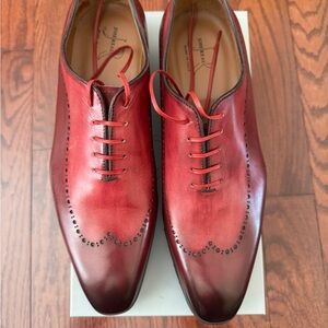 Stylish Red Leather Men's Oxfords